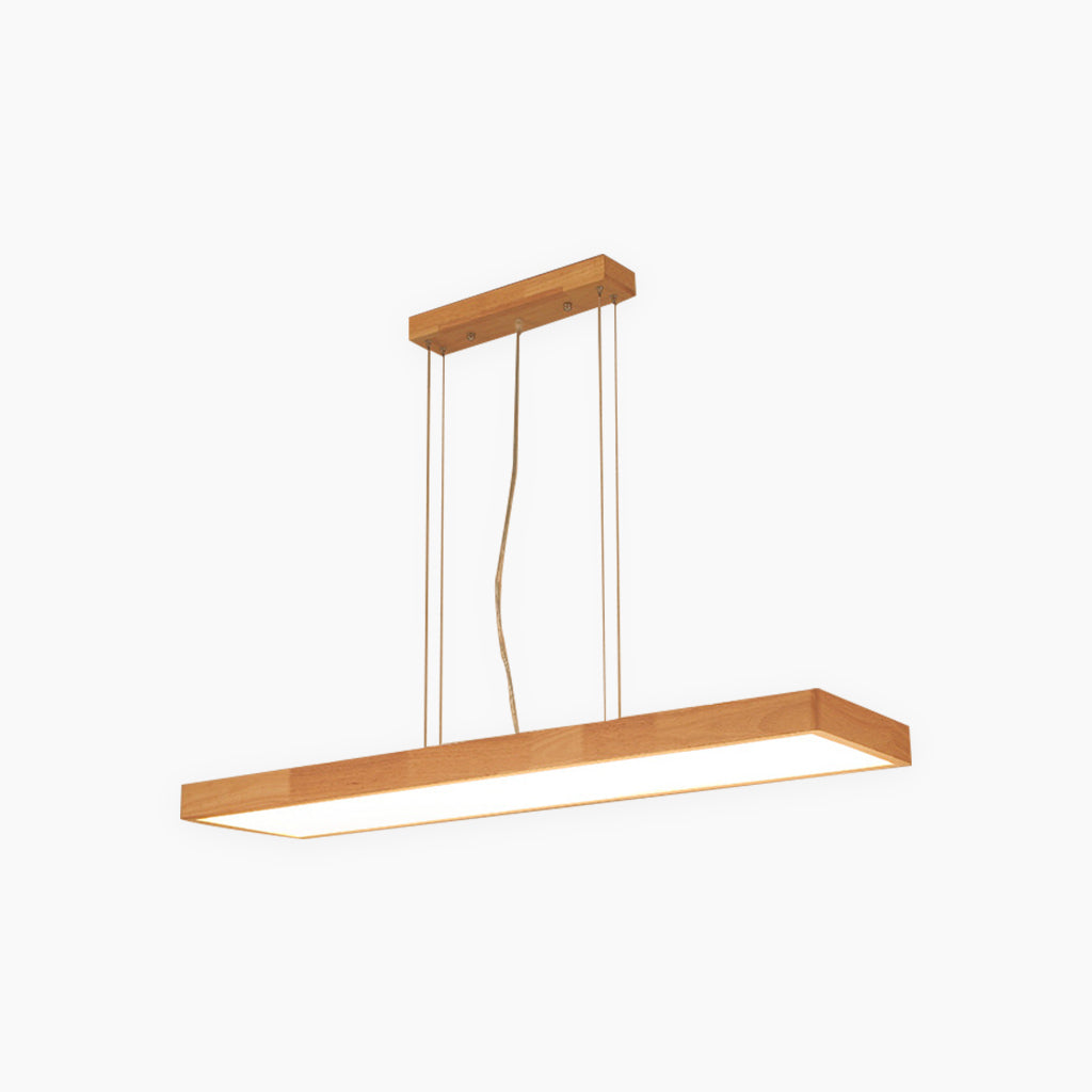 Suspension rectangulaire scandinave en bois LED dimmable, couleur bois