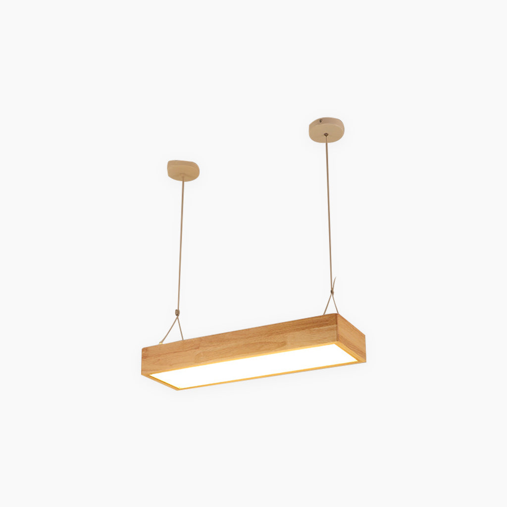 Suspension rectangulaire scandinave en bois LED dimmable, couleur bois