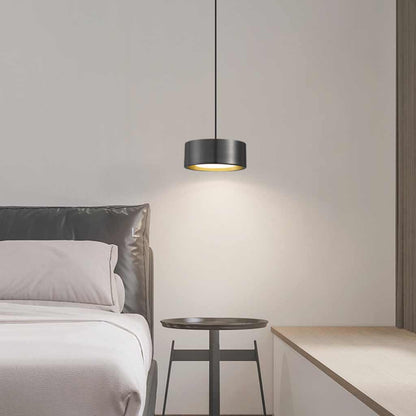 Suspension Petite Minimaliste Laiton Cylindre LED, Noir / Or
