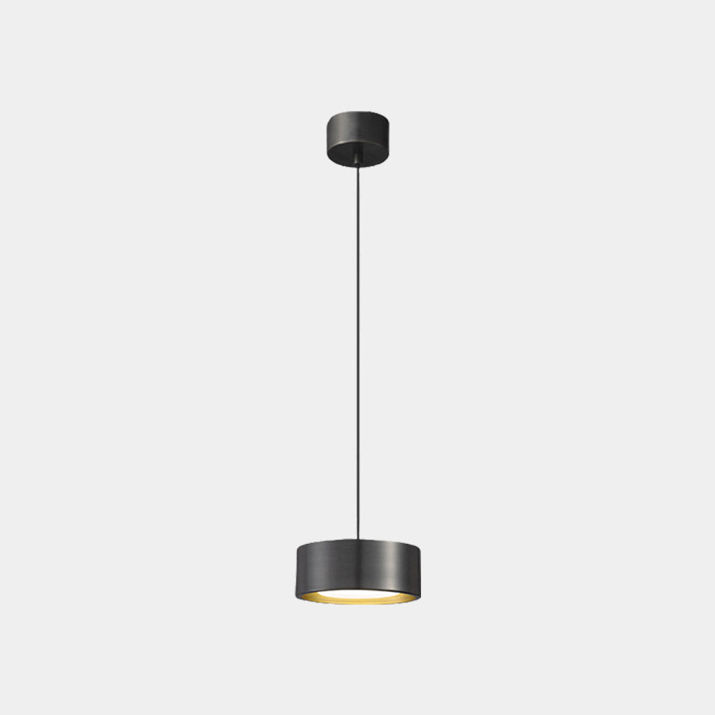 Suspension Petite Minimaliste Laiton Cylindre LED, Noir / Or