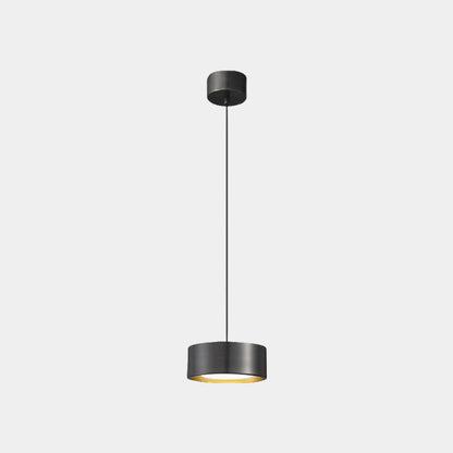 Suspension Petite Minimaliste Laiton Cylindre LED, Noir / Or
