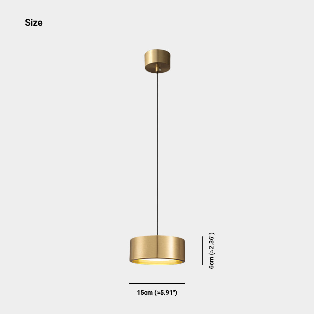 Suspension Petite Minimaliste Laiton Cylindre LED, Noir / Or