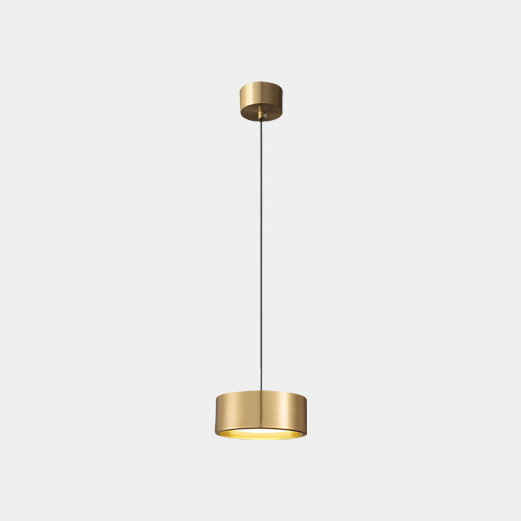 Suspension Petite Minimaliste Laiton Cylindre LED, Noir / Or