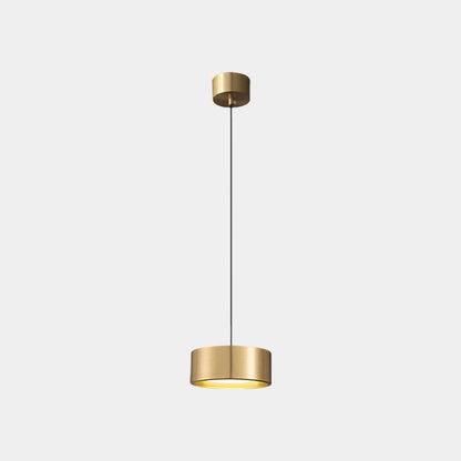 Suspension Petite Minimaliste Laiton Cylindre LED, Noir / Or