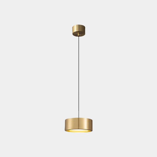 Suspension Petite Minimaliste Laiton Cylindre LED, Noir / Or