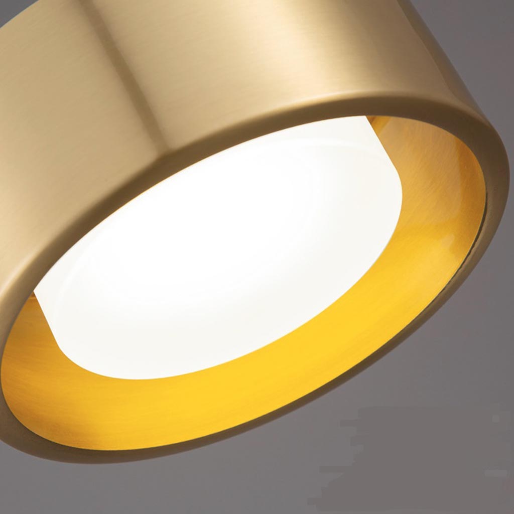Suspension Petite Minimaliste Laiton Cylindre LED, Noir / Or