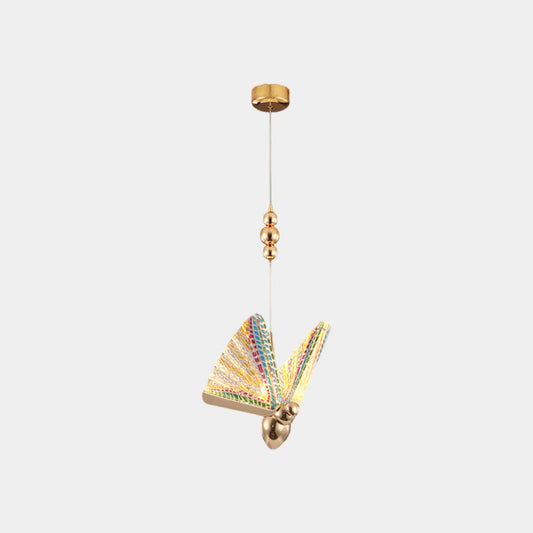 Suspension légère petite moderne en acrylique doré papillon LED