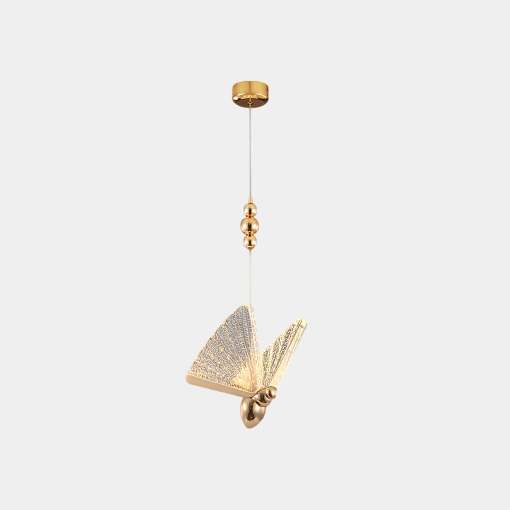 Suspension légère petite moderne en acrylique doré papillon LED