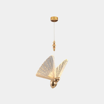 Suspension légère petite moderne en acrylique doré papillon LED