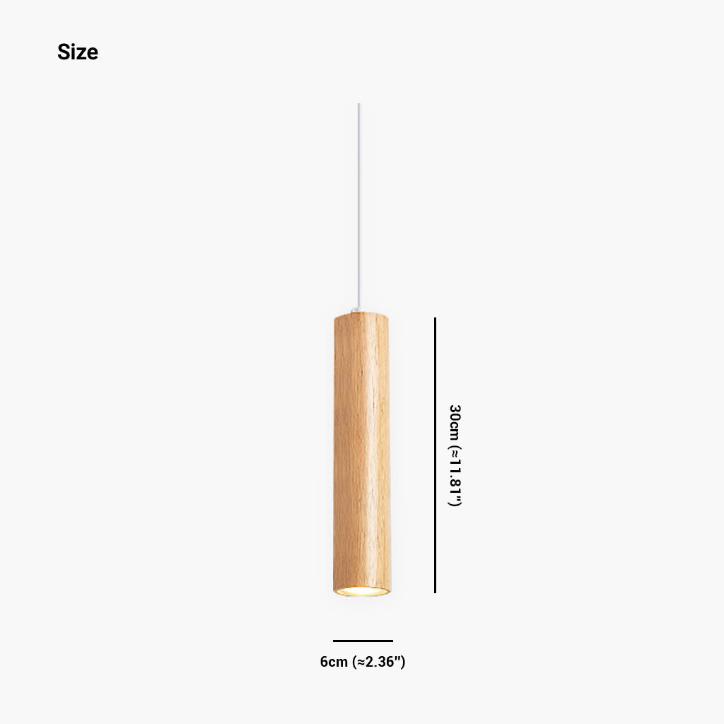Suspension Spotlight Unique Tube Cylindrique, Bois