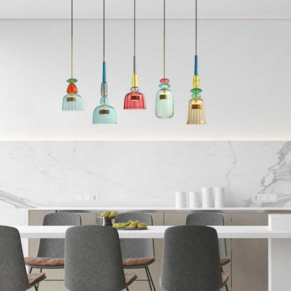 Suspension scandinave en vitrail coloré