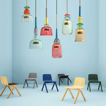 Suspension scandinave en vitrail coloré