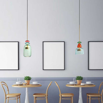 Suspension scandinave en vitrail coloré