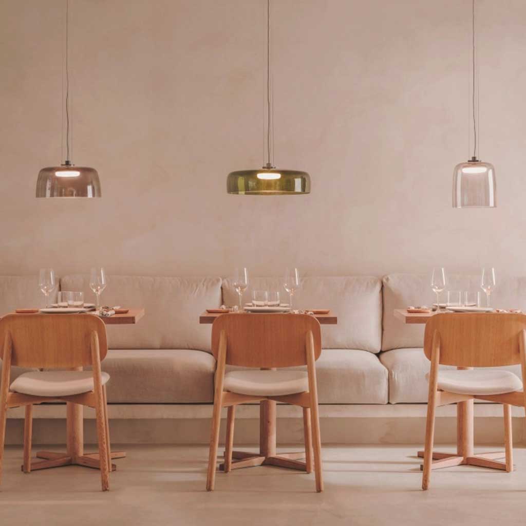 Suspension Scandinave en verre coloré LED