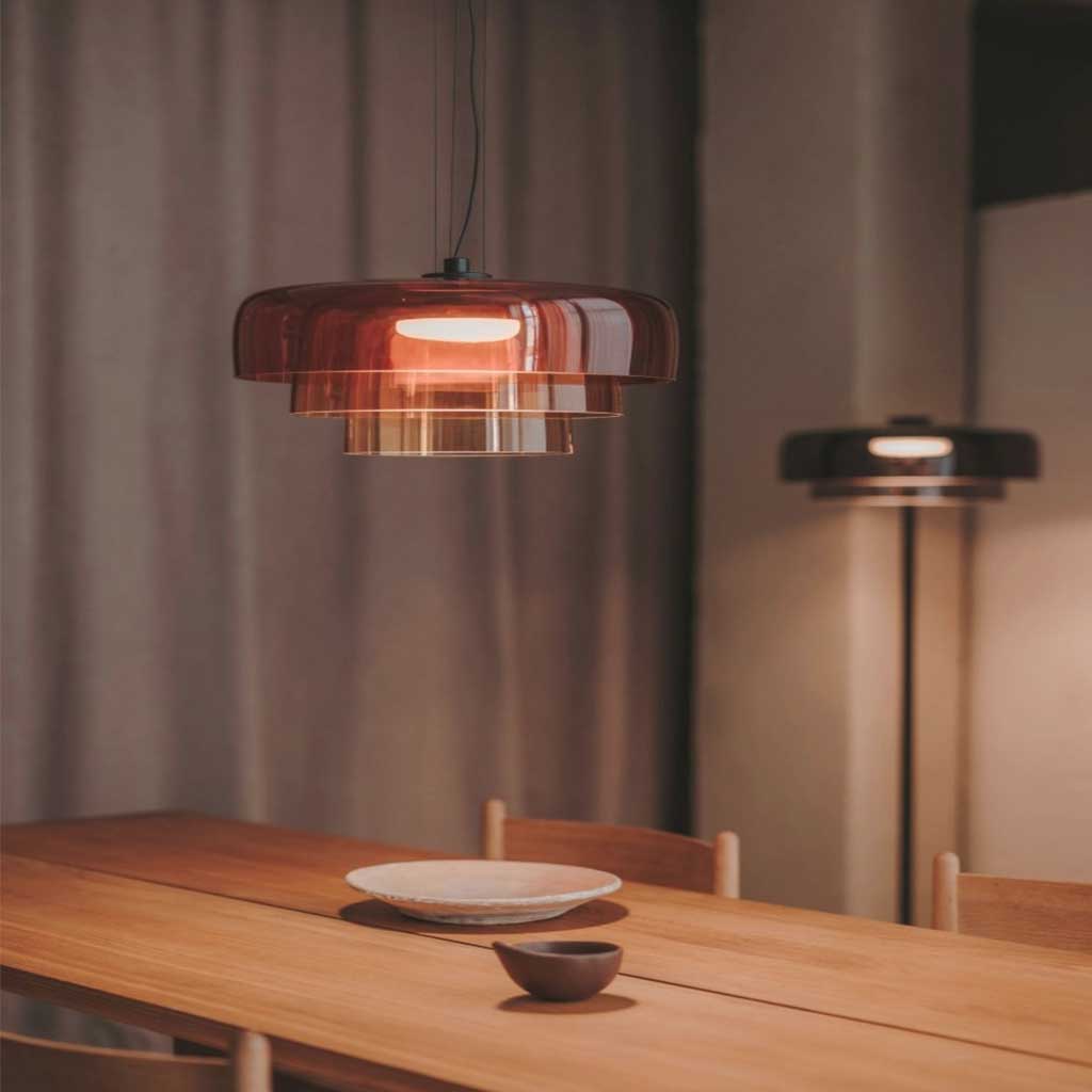 Suspension Scandinave en verre coloré LED