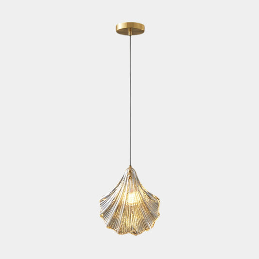 Suspension unique en verre ambre et laiton