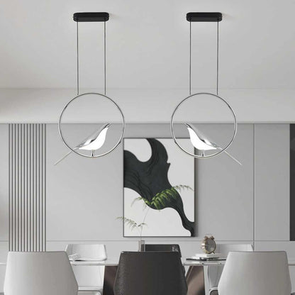 Suspension Unique Ronde/Ovale Oiseau Étranger LED