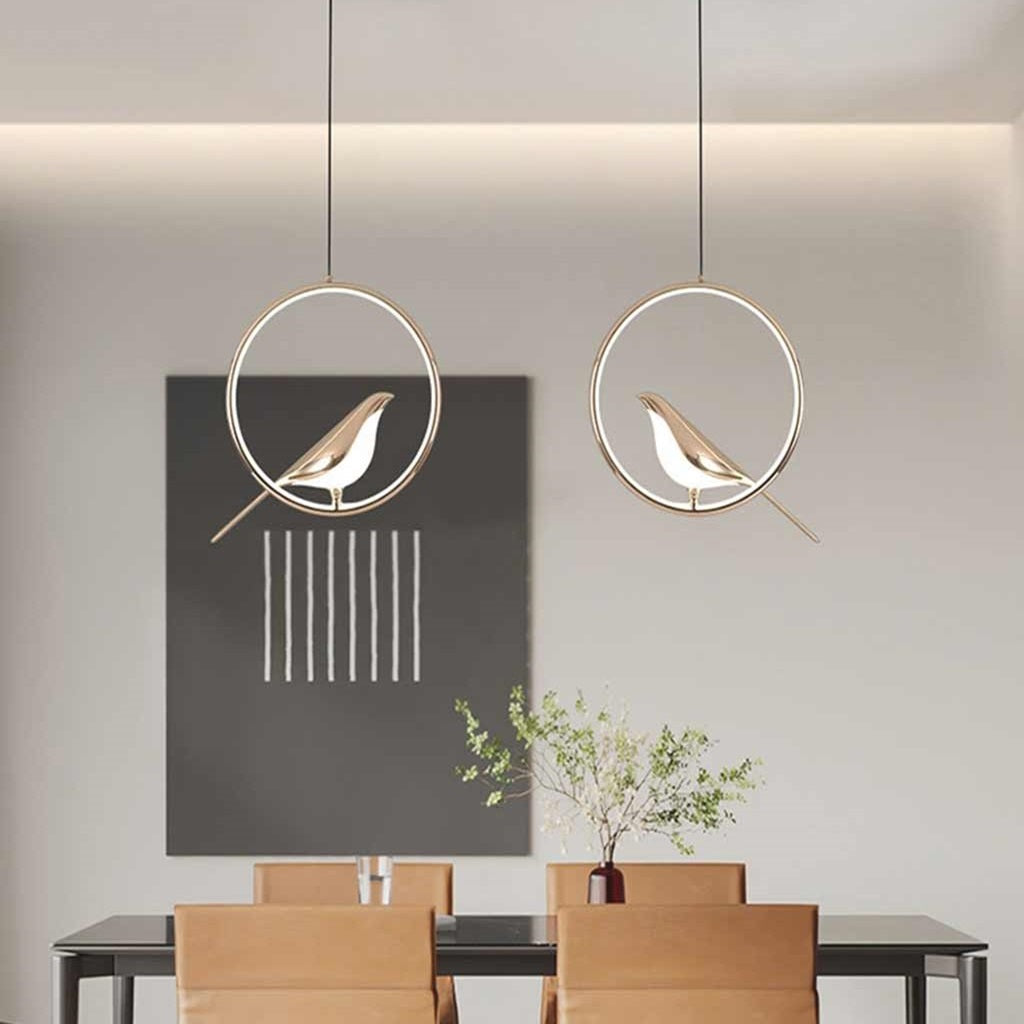 Suspension Unique Ronde/Ovale Oiseau Étranger LED