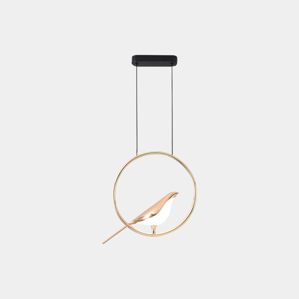Suspension Unique Ronde/Ovale Oiseau Étranger LED