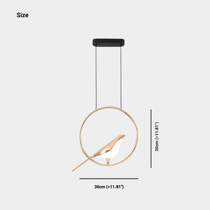 Suspension Unique Ronde/Ovale Oiseau Étranger LED