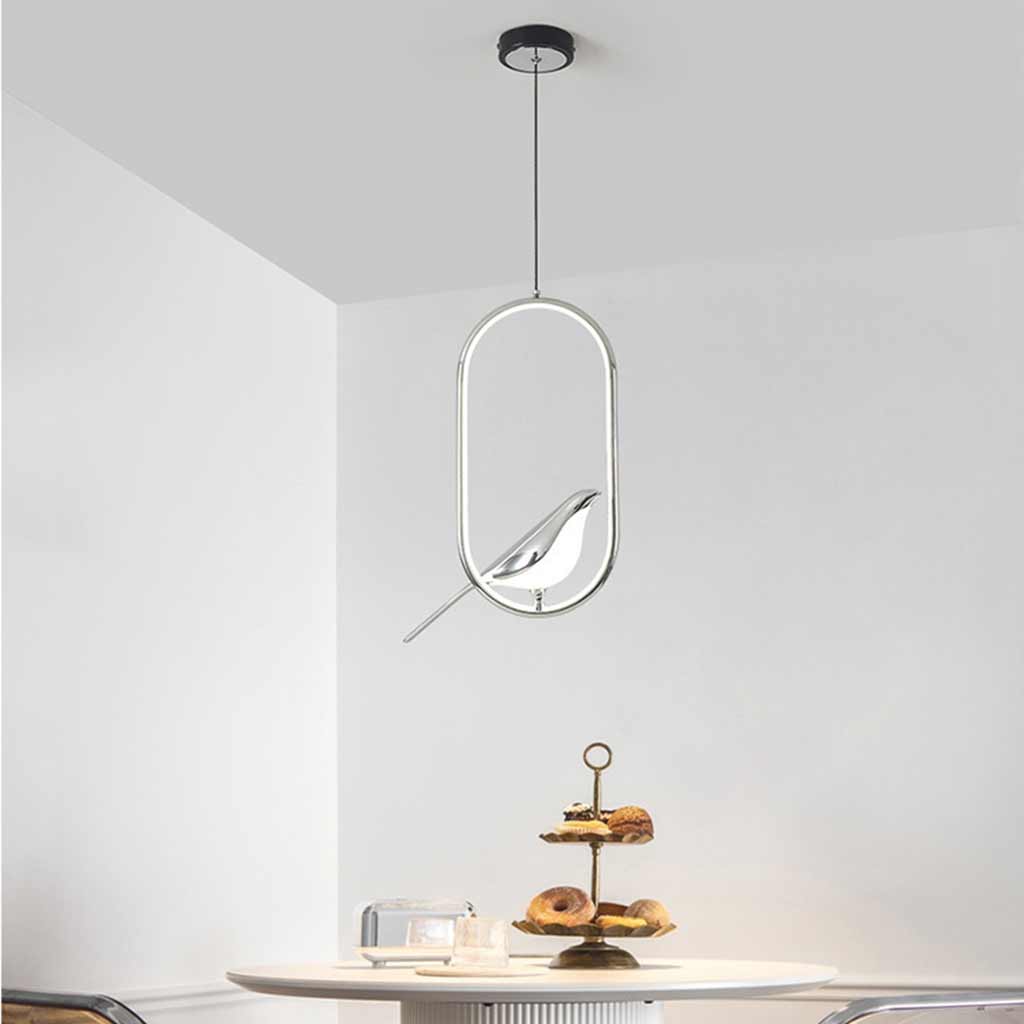 Suspension Unique Ronde/Ovale Oiseau Étranger LED
