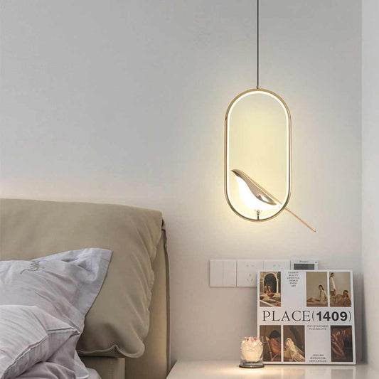 Suspension Unique Ronde/Ovale Oiseau Étranger LED