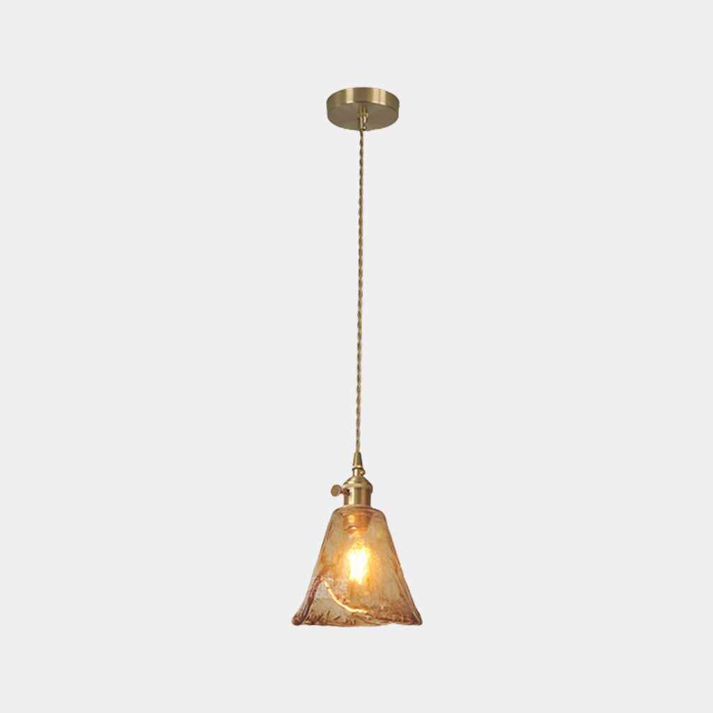 Suspension vintage en laiton avec verre ambre