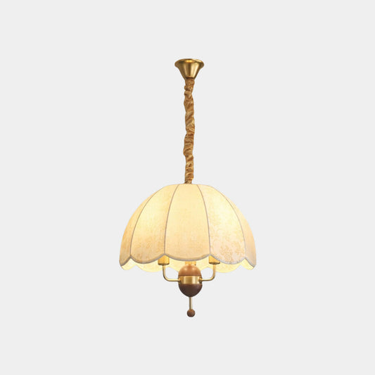 Suspension vintage en métal bois abat-jour en tissu