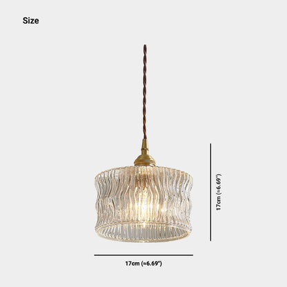 Suspension vintage petite en verre découpé cuivré