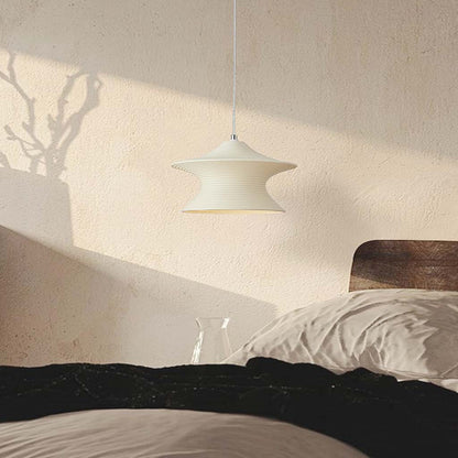 Suspension Minimaliste Wabi-Sabi Gyro résine, blanc/beige