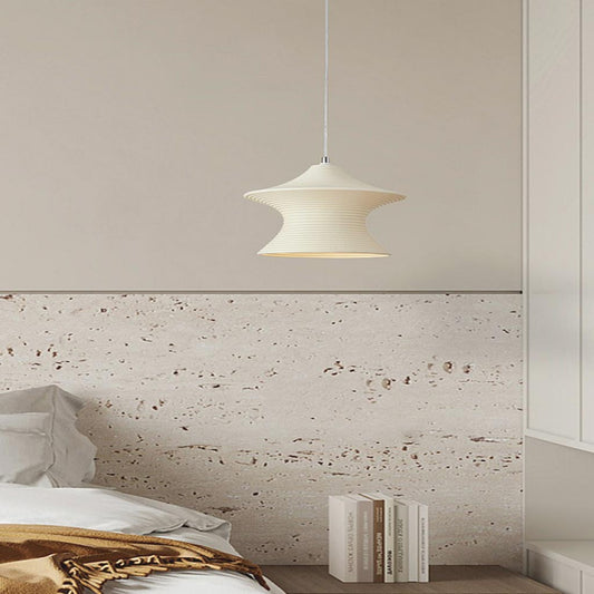 Suspension Minimaliste Wabi-Sabi Gyro résine, blanc/beige
