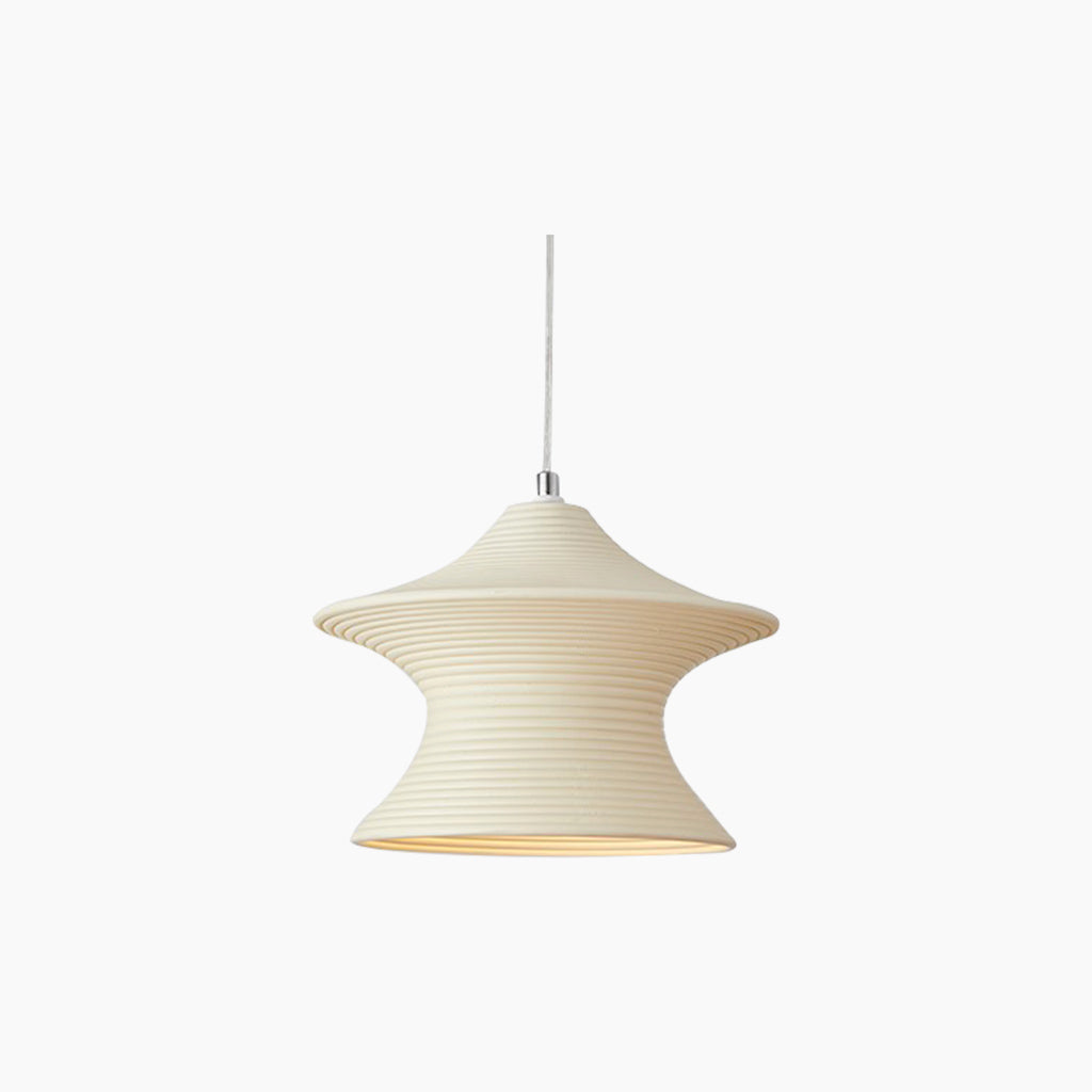 Suspension Minimaliste Wabi-Sabi Gyro résine, blanc/beige
