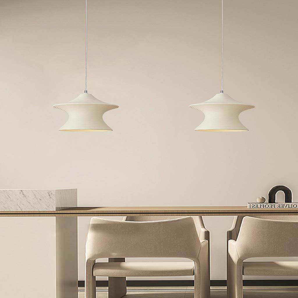 Suspension Minimaliste Wabi-Sabi Gyro résine, blanc/beige