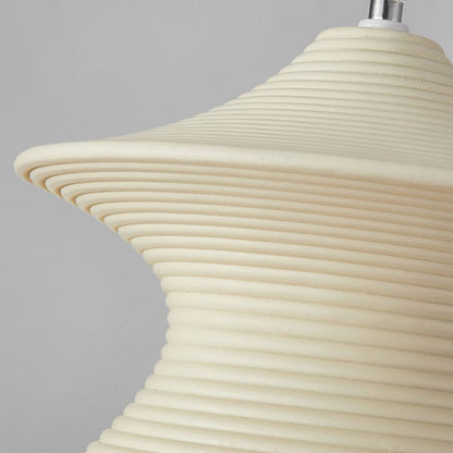 Suspension Minimaliste Wabi-Sabi Gyro résine, blanc/beige