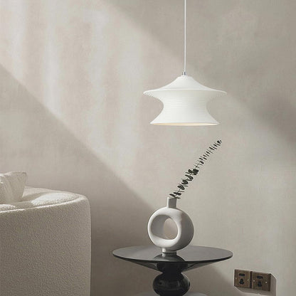 Suspension Minimaliste Wabi-Sabi Gyro résine, blanc/beige