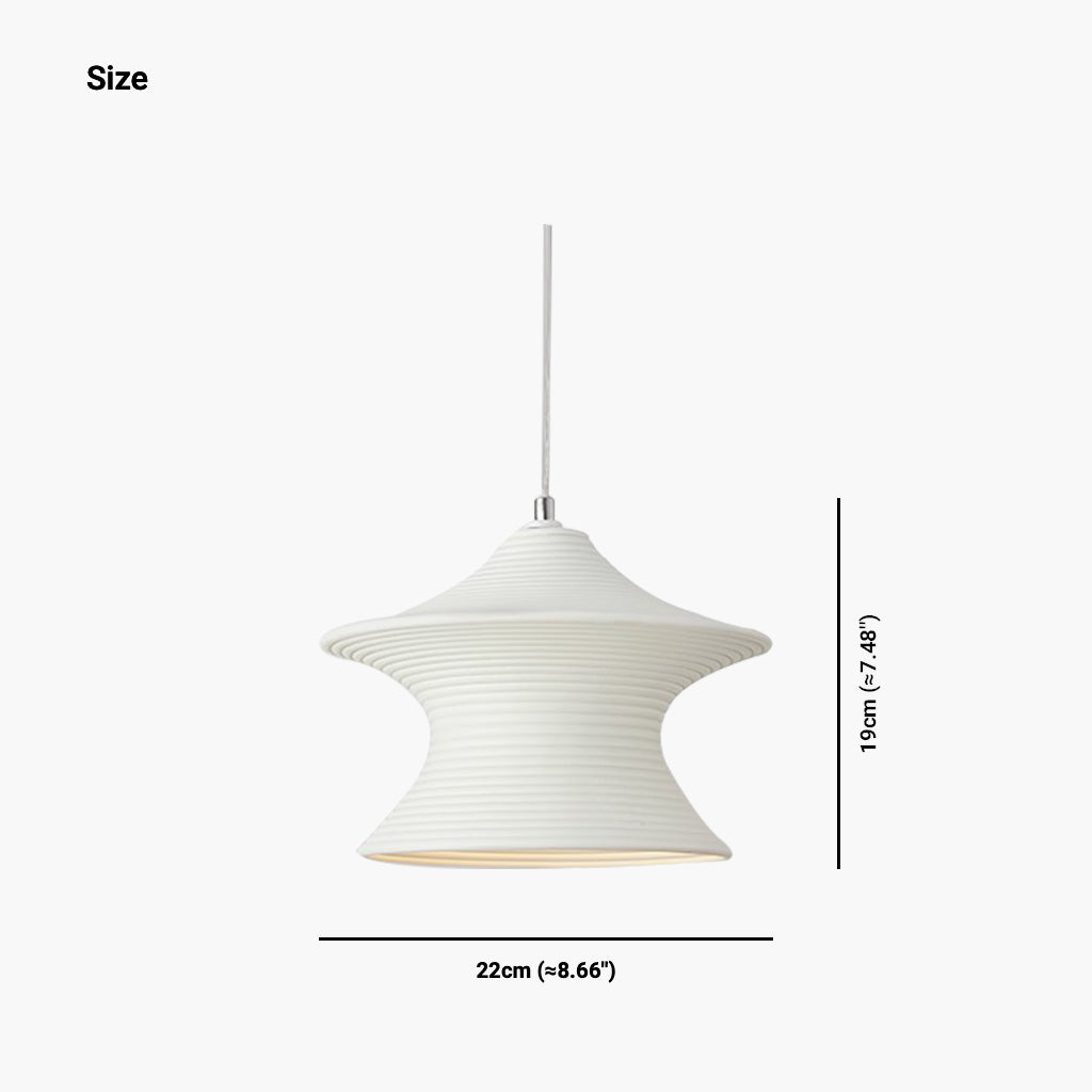 Suspension Minimaliste Wabi-Sabi Gyro résine, blanc/beige