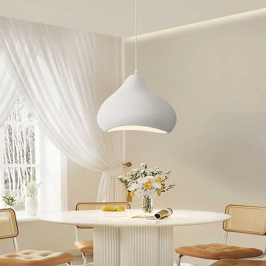 Suspension japonaise Wabi-Sabi forme irrégulière, blanc/beige