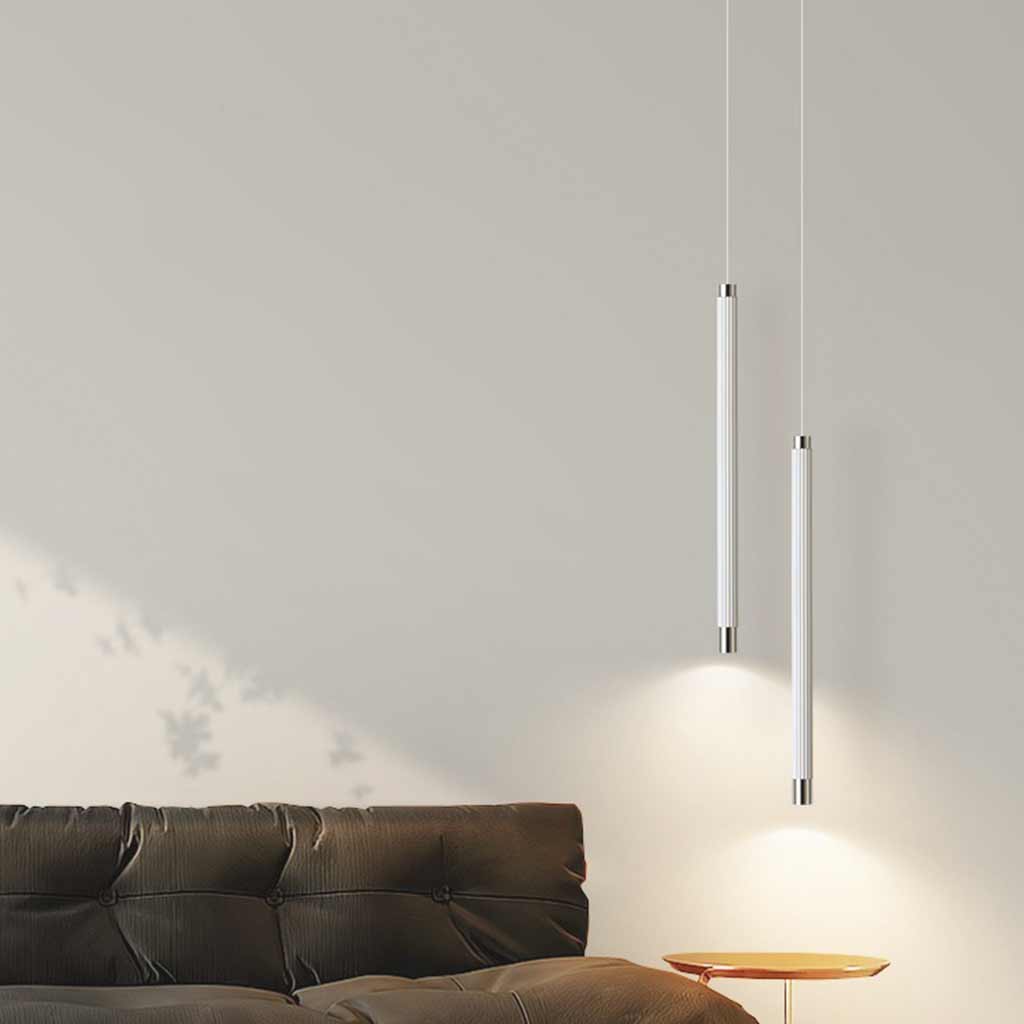 Suspension Minimaliste Blanche Tube de Pipeline LED