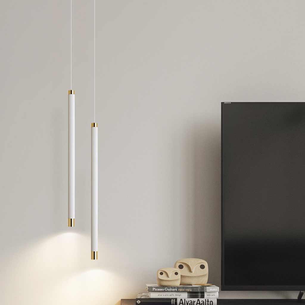 Suspension Minimaliste Blanche Tube de Pipeline LED