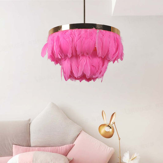 Suspension en plumes d'oie ronde, 3 couleurs