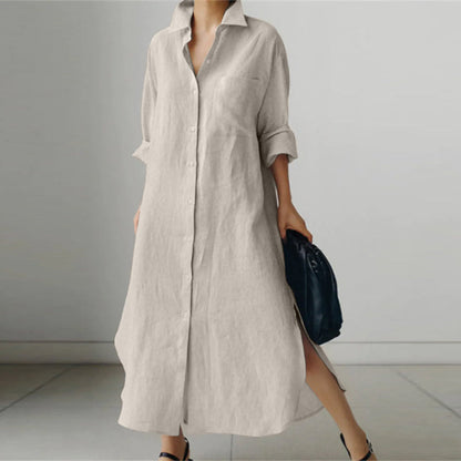 Robe Chemise Doudoune à Col V pour Femme | Maxi