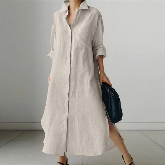 Robe Chemise Doudoune à Col V pour Femme | Maxi