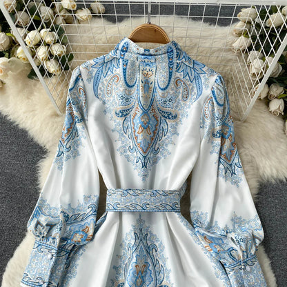 Petrin | Women's Dress with Floral Pattern and Belt