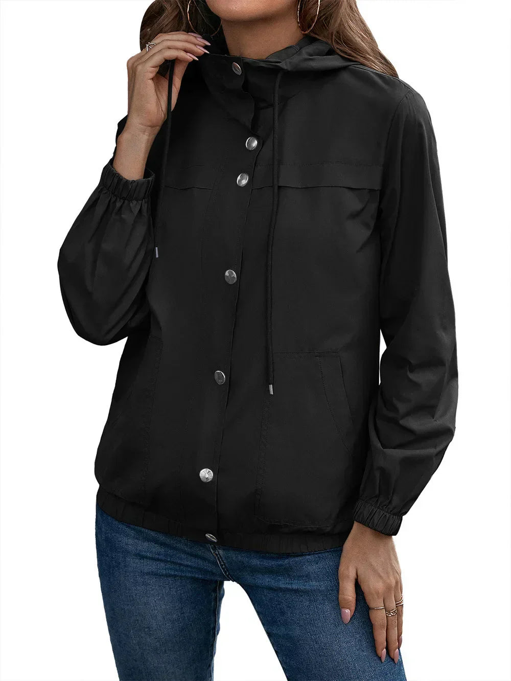 Veste de pluie active pour extérieur avec capuche - Imperméable et coupe-vent
