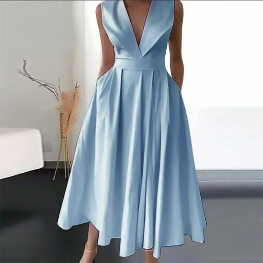 Rosiena | Robe de soirée drapée avec décolleté en V pour femmes