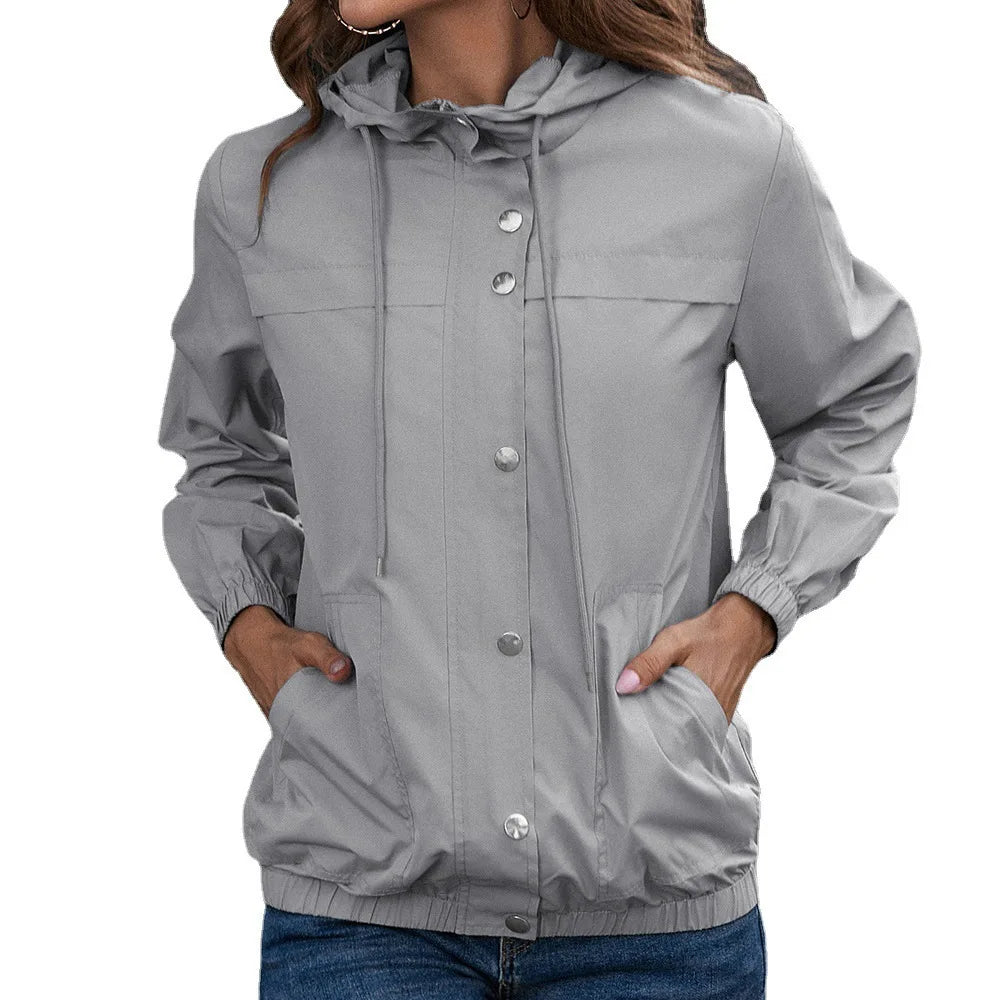 Veste de pluie active pour extérieur avec capuche - Imperméable et coupe-vent