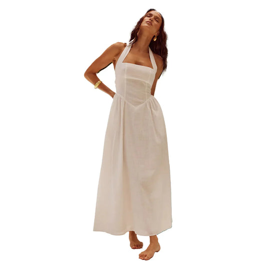 Pernilla | Robe maxi élégante avec décolleté halter