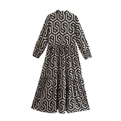 Ottilia | Robe à manches longues avec motif géométrique