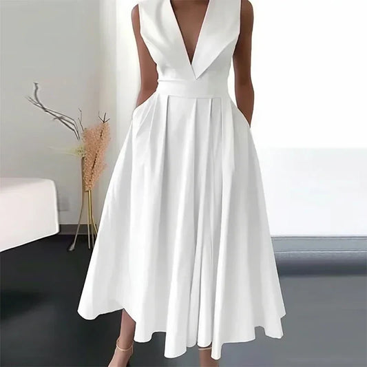 Rosiena | Robe de soirée drapée avec décolleté en V pour femmes