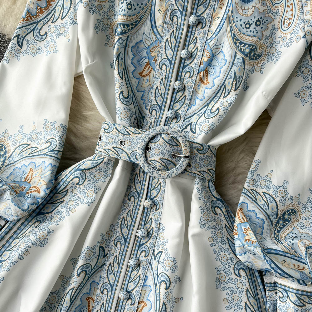 Petrin | Women's Dress with Floral Pattern and Belt